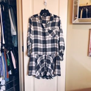 Sam Edelman Black & white plaid long sleeve dress